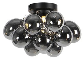 Candeeiro de Teto Inteligente Preto com Vidro Fumê 3 Luzes incl. Zigbee G9 - Uvas