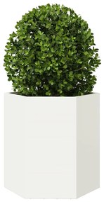 Vaso/floreira de jardim hexagonal 46x40x45 cm aço branco