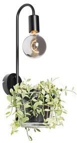 Candeeiro de parede moderno preto com vidro - Roslini