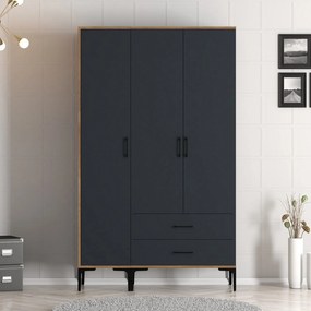 Roupeiro Kumsal ST – Nogueira e Antracite – 120x201,4x47,5 cm