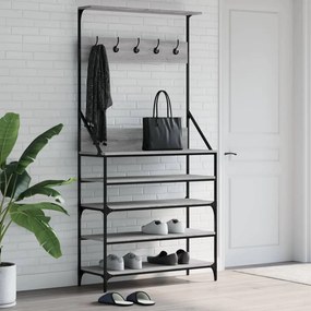vidaXL Bengaleiro com arrumação calçado 90x34x184 cm cinza sonoma