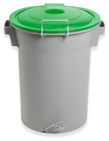 Contentor Lixo Cinzento com Pedal e Tampa Verde 52l 48X50X56cm