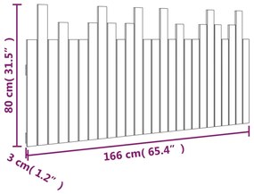 Cabeceira de parede 166x3x80 cm madeira de pinho maciça preto