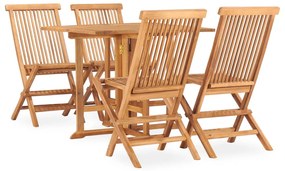vidaXL 5 pcs conjunto jantar dobrável p/ exterior madeira teca maciça
