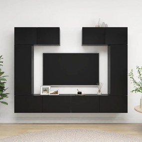 6 pcs conjunto de móveis de TV derivados de madeira preto
