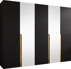 Roupeiro Hartford 587, Preto, Dourado, 202x250x52cm, 173 kg, Portas para roupeiro: Com dobradiças