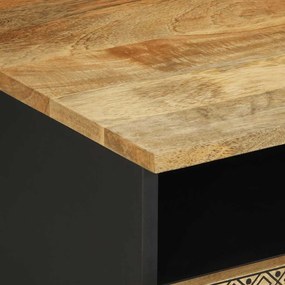 Mesa de centro 80x54x40cm madeira mangueira áspera maciça preto