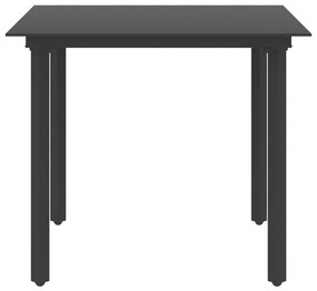 3 pcs conjunto de jantar para jardim vime de PVC preto