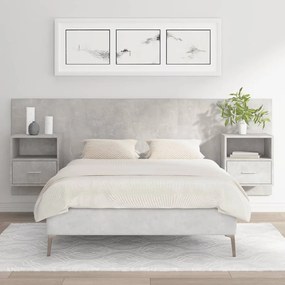 vidaXL Cabeceira de cama com armários madeira processada cinza cimento