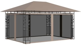 Gazebo c/ mosquiteiro e cordões luzes LED 4x3x2,73m cinza-acas.