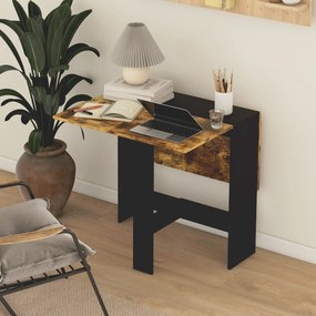 Mesa Dobrável de Jantar e Cozinha (CADEIRAS NÃO INCLUIDAS) com Abas Rebatíveis para Espaços Pequenos 103x76x73,5 cm Preto e Castanho Rústico