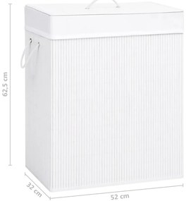 Cesto para roupa suja c/ 2 secções 100 L bambu branco