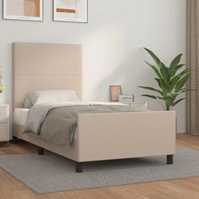 Estrutura cama cabeceira 100x200 cm couro artificial cappuccino