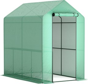 Outsunny Estufa de Jardim Pe Prateleira 2 Níveis Estufa para Varanda Lona Reforçada 140 g/m² Chassis em Aço 186x120x190cm Verde | Aosom Portugal