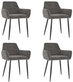vidaXL Cadeiras de jantar 4 pcs veludo cinzento-escuro