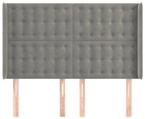 Cabeceira cama c/ abas veludo 147x16x118/128 cm cinzento-claro