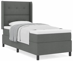 Cama com Estrado e Colchão - Cinza Escuro, 80x200 cm, Tecido