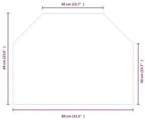 Placa de vidro para lareira hexagonal 80x60 cm