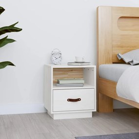 vidaXL Mesa de cabeceira 40x34x45 cm madeira de pinho maciça branco
