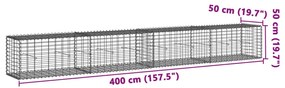 Cesto gabião com cobertura 400x50x50 cm ferro galvanizado