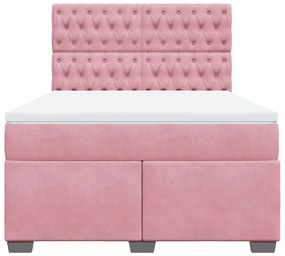 Cama com molas/colchão 160x200 cm veludo rosa