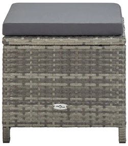 9 pcs conjunto jantar exterior c/ almofadões vime PE cinzento