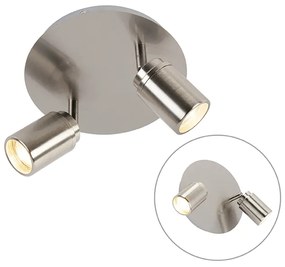 Foco moderno para casa de banho em aço 2 luzes IP44 - Ducha Moderno