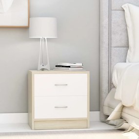 vidaXL Mesas de cabeceira 2 pcs 40x30x40cm branco e carvalho sonoma