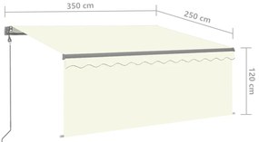 Toldo retrátil automático com estore 3,5x2,5 m cor creme