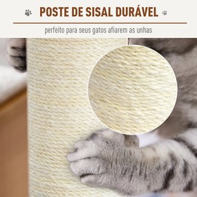 PawHut Árvore para Gatos Raspador com Plataforma Casinha Escada Veludo