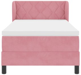 Cama Box com Colchão vidaXL Rosa 90x190 cm em Veludo