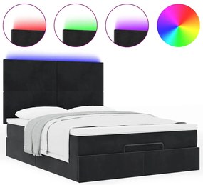 Estrutura de cama otomana com colchões 140x200 cm veludo preto