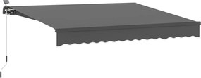 Outsunny Toldo de fixação com manivela Toldo com luzes solares Toldo de braço articulado Proteção solar UV 50+ 400 cm de largura Cinza | Aosom Portugal