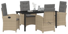 Conjunto de Jantar de Jardim com Almofadas em Rattan Sintético Bege