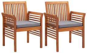 3 pcs conjunto de jantar exterior c/ almofadões acácia maciça