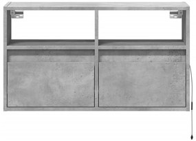 Móvel de parede p/ TV c/ luzes LED 80x31x45 cm cinzento cimento