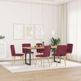 Cadeiras de jantar 6 pcs tecido vermelho-tinto