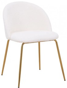 Conjunto 4 Cadeiras de Cozinha e Sala de Jantar  TEDDY, base de metal dourada, tecido lã