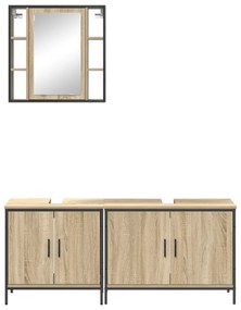 Conjunto de Móveis para Casa de Banho 3 Peças Madeira Sonoma Engenheir
