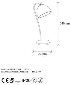 Candeeiro de Mesa Acuka12296 – Dourado – 25 x 25 x 54 cm