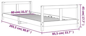 Estrutura de cama infantil 80x200 cm madeira de pinho maciça