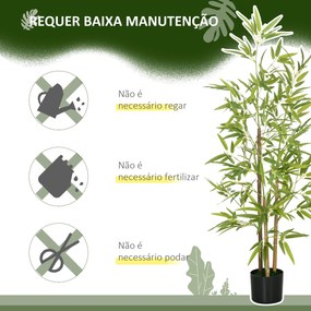 Conjunto de 2 Plantas Artificiais com Vaso Plantas Sintéticas de Bambu com 498 Folhas para Decoração Ø15x120 cm Verde