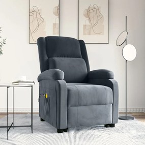 3124837 vidaXL Poltrona de massagens elevatória veludo cinzento-escuro