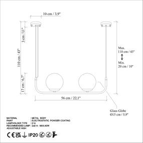 Chandelier Faruk – Preto – Diâmetro da Base 10 cm x Altura Total 20-11