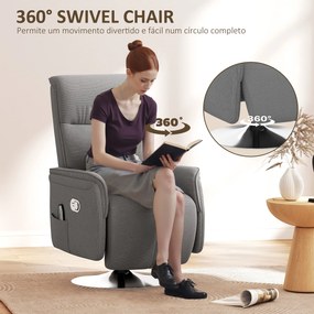 Poltrona de Massagem com Apoio para os Pés Poltrona Relax Reclinável até 135° com 10 Pontos de Massagem 68,5x84x110cm Cinza