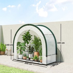 Estufa de jardim dobrável e portátil 200 x 80 x 164 cm, pequena estufa de varanda em lona de PE com porta com fecho de correr, verde