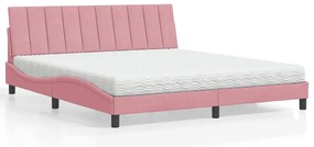 vidaXL Cama com colchão 180x200 cm veludo rosa