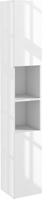 kleankin Armário Alto e Estreito para Casa de Banho com Portas e Prateleiras Ajustáveis 30x30x181,5 cm Branco Brilhante | Aosom Portugal