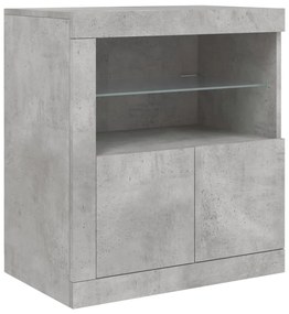 Aparador com luzes LED 283x37x67 cm cinzento cimento