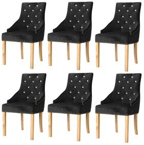 vidaXL Cadeiras de jantar 6 pcs carvalho maciço e veludo preto